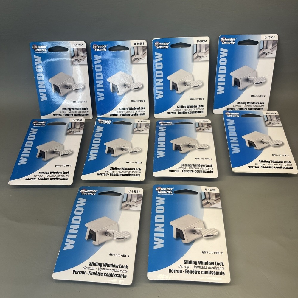 Defender Security U 10551 Sliding Window Lock, Silver Finish Lot Of 10 Packs New
